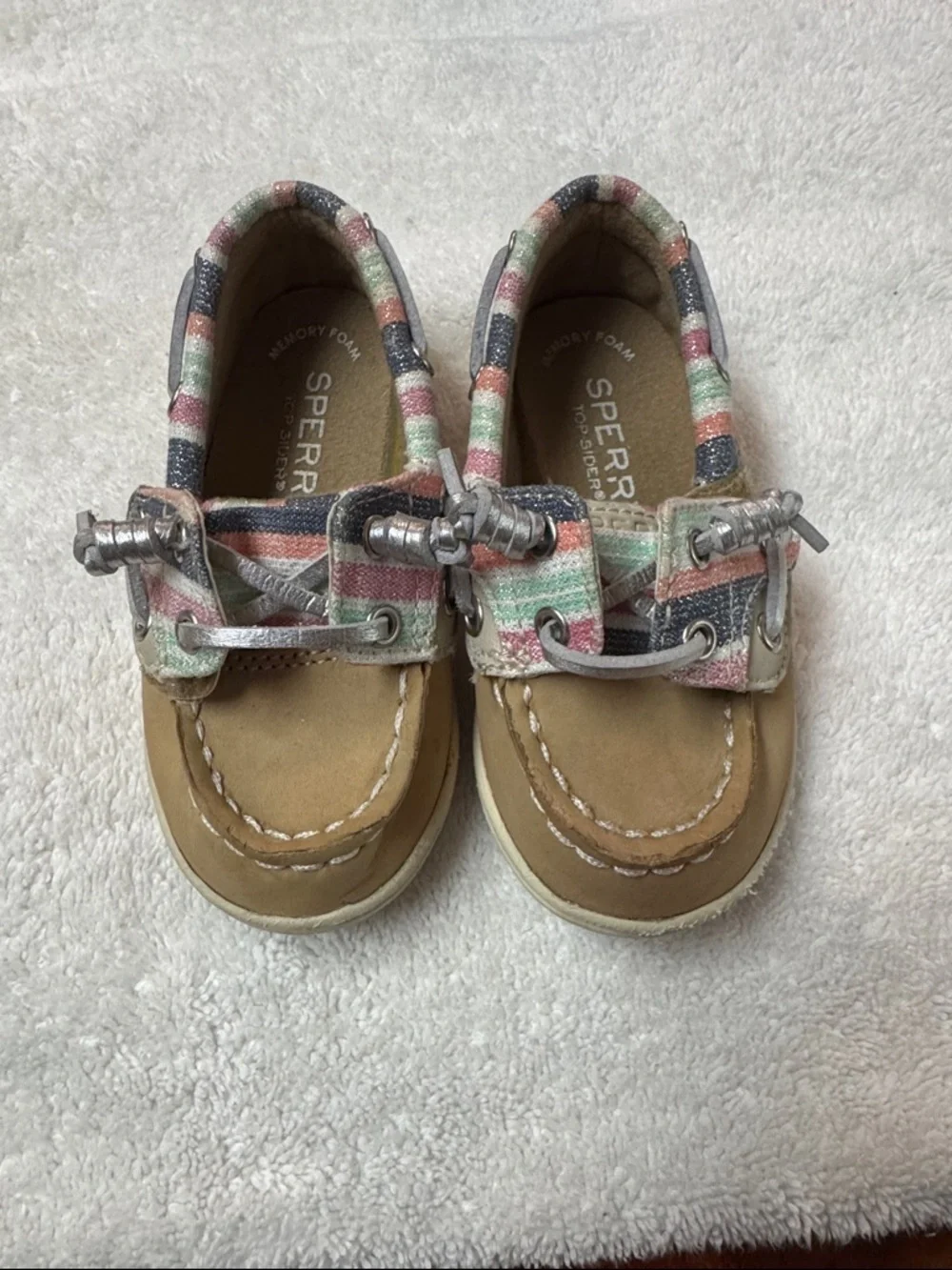 Sperry Shoresider Jr Kids Tan Moccasins Size 6M